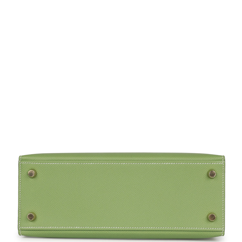 Hermes Special Order (HSS) Kelly Sellier 25 Vert Criquet Epsom Permabrass Hardware - Image 7