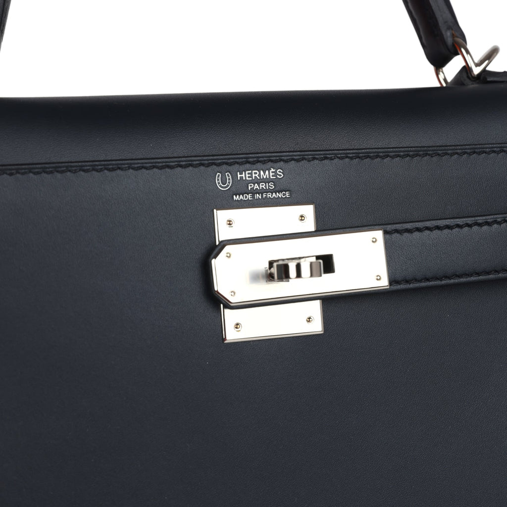 Hermes Special Order (HSS) Kelly Sellier 28 Bleu Obscur Verso Sombrero Palladium Hardware - Image 8