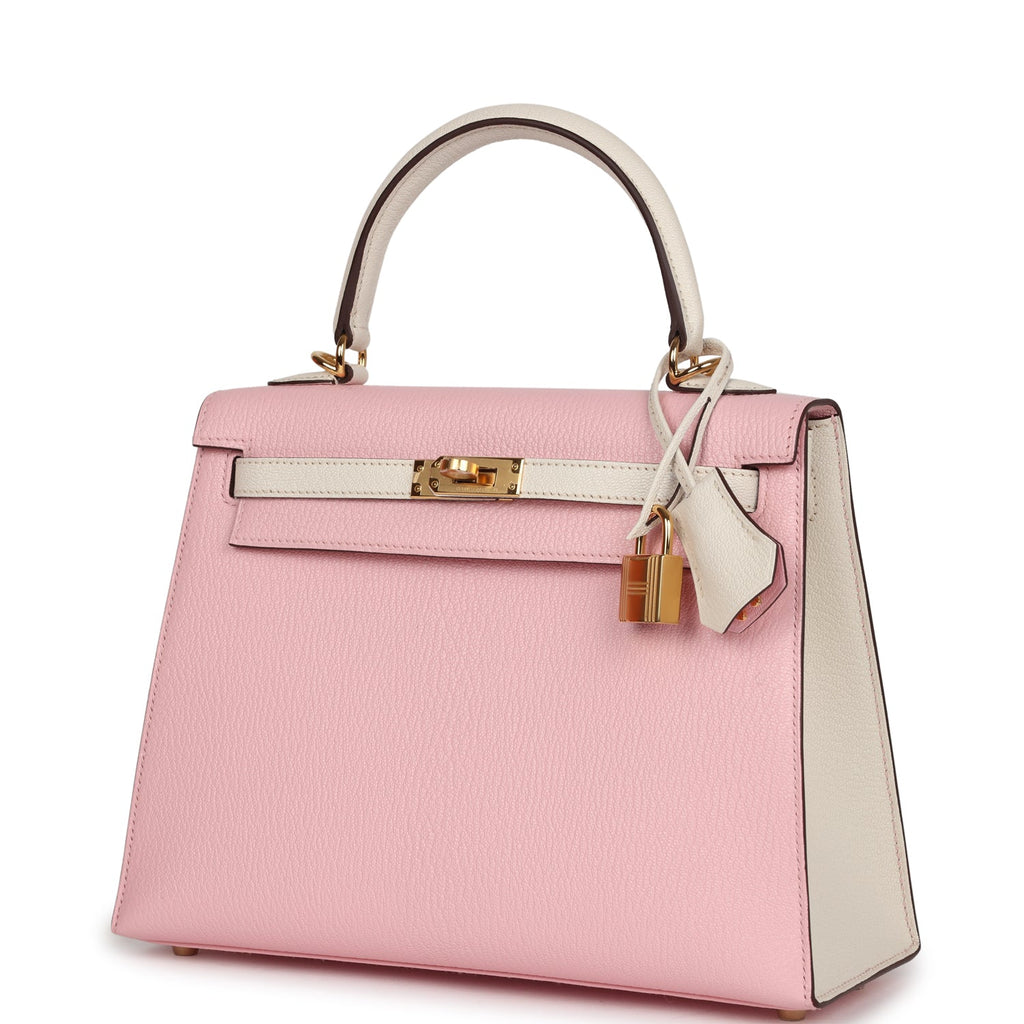 Hermes Special Order (HSS) Kelly Sellier 25 Rose Sakura and Nata Chevre Gold Hardware - Image 6