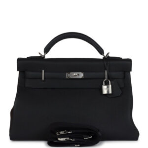 Hermes Kelly 42 Maxi Black Togo Palladium Hardware