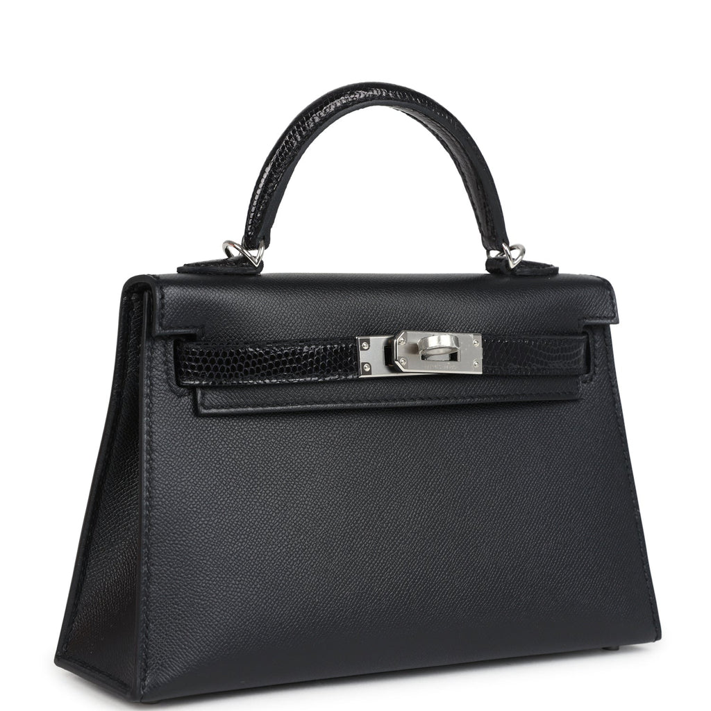 Hermes Kelly Sellier 20 Black Madame and Shiny Varanus Lizard Touch Palladium Hardware - Image 3