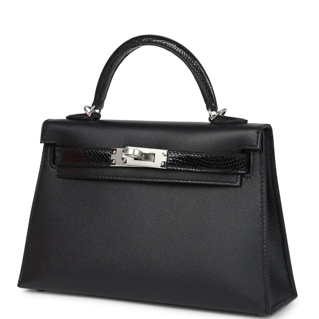 Hermes Kelly Sellier 20 Black Madame and Shiny Varanus Lizard Touch Palladium Hardware - Image 6
