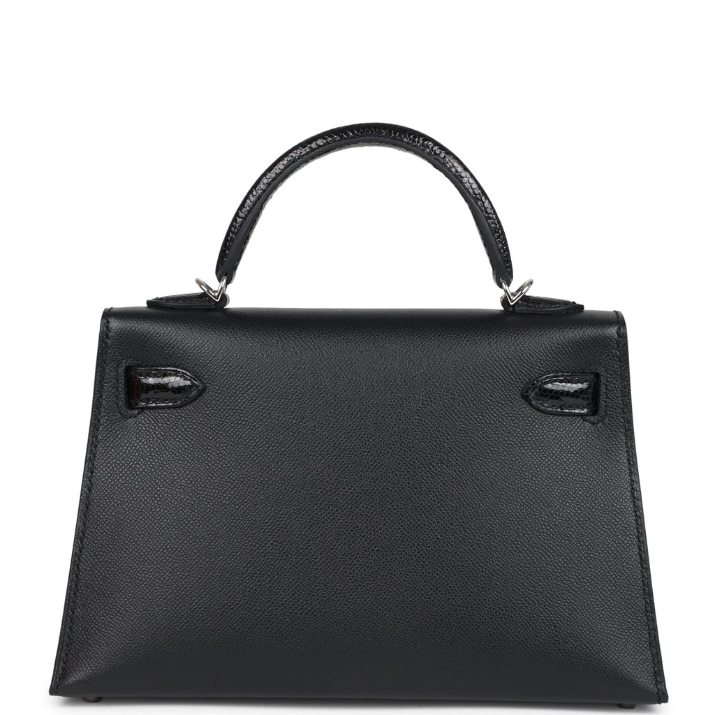Hermes Kelly Sellier 20 Black Madame and Shiny Varanus Lizard Touch Palladium Hardware - Image 5