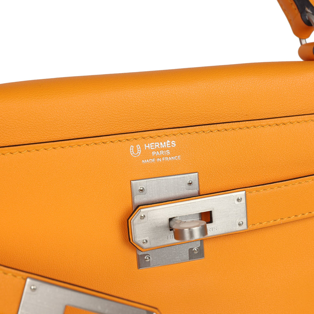 Hermes Special Order (HSS) Kelly Retourne 28 Jaune D'Or Swift Brushed Palladium Hardware - Image 8
