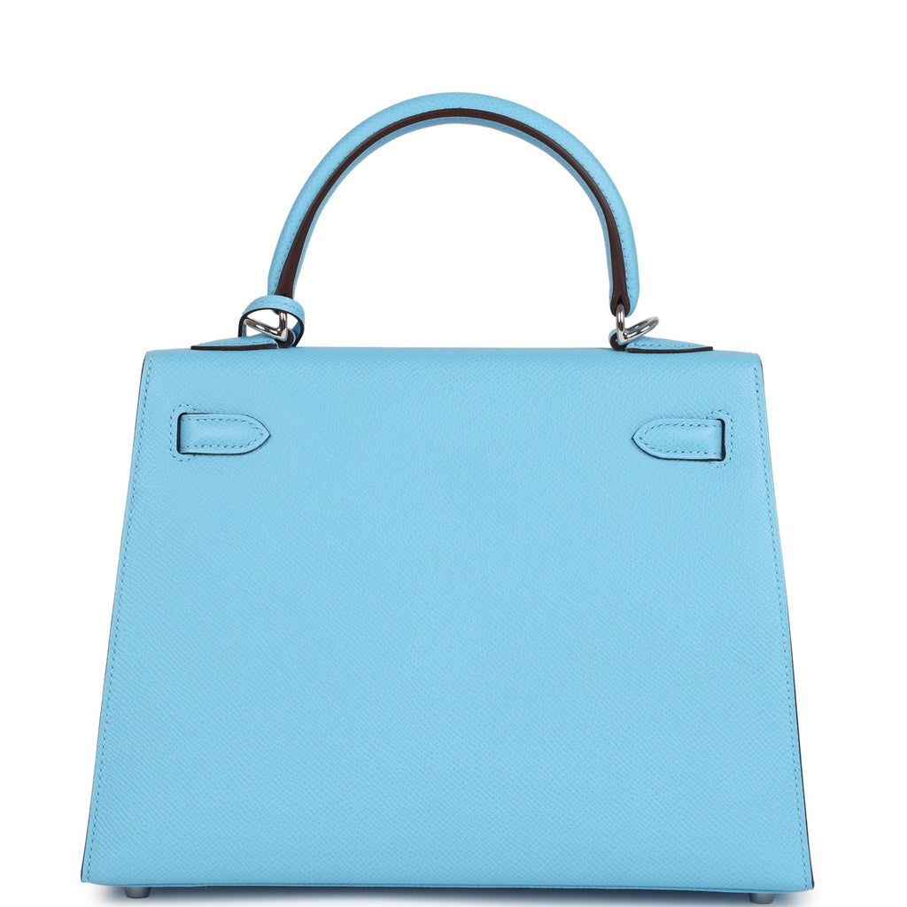 Hermes Special Order (HSS) Kelly Sellier 25 Bleu Celeste Verso Epsom Palladium Hardware - Image 5