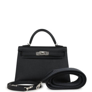 Hermes Kelly Sellier 20 Black Epsom Palladium Hardware