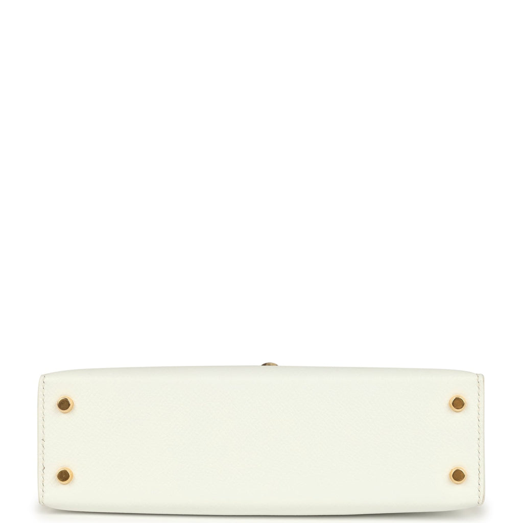 Hermes Special Order (HSS) Kelly Sellier 20 White and Gris Asphalte Epsom Permabrass Hardware - Image 7