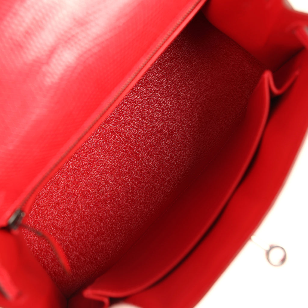 Vintage Hermes Kelly Sellier 25 Rouge Moyen Varanus Niloticus Lizard Ruthenium Hardware - Image 9