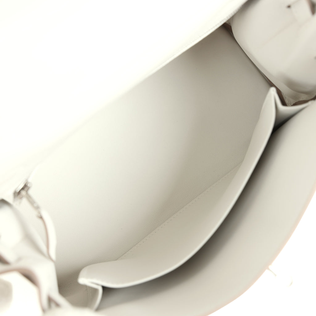 Hermes Kelly Retourne 25 "Tartan Light" Gris Pale, Vert Moyen and Bubblegum Swift Palladium Hardware - Image 9