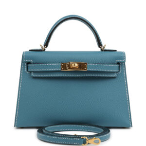 Hermes Kelly Sellier 20 Blue Jean Epsom Gold Hardware