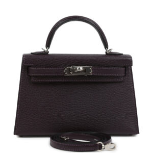 Hermes Kelly Sellier 20 Raisin Verso Chevre Mysore Palladium Hardware