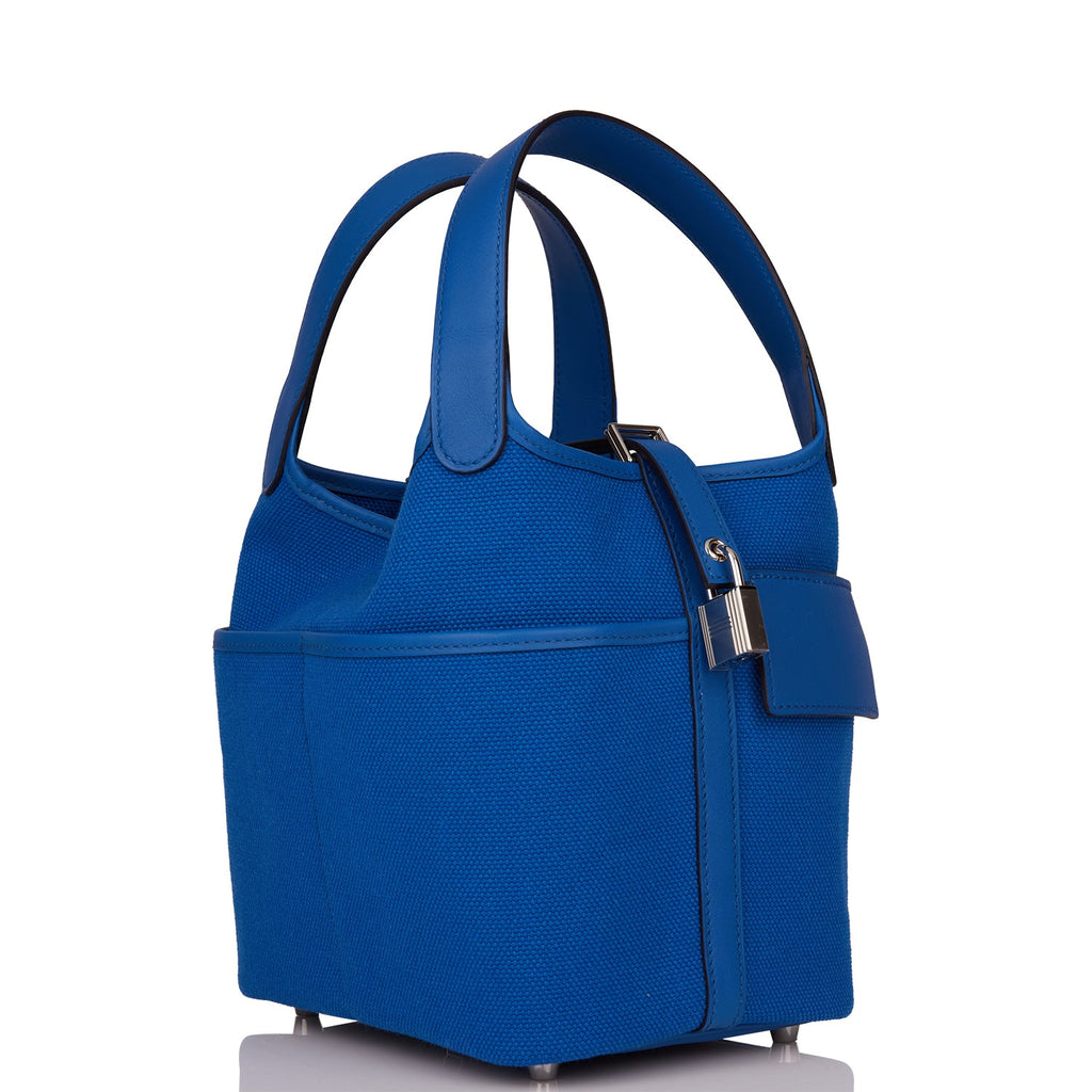 Hermes Picotin Cargo 18 Bleu France Swift and Toile Canvas Palladium Hardware - Image 3