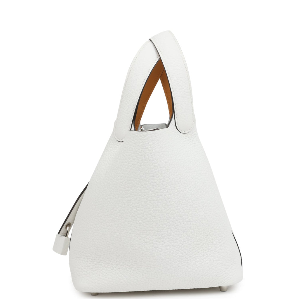 Hermes Picotin Lock Eclat 18 New White Clemence and Sesame Swift Palladium Hardware - Image 4