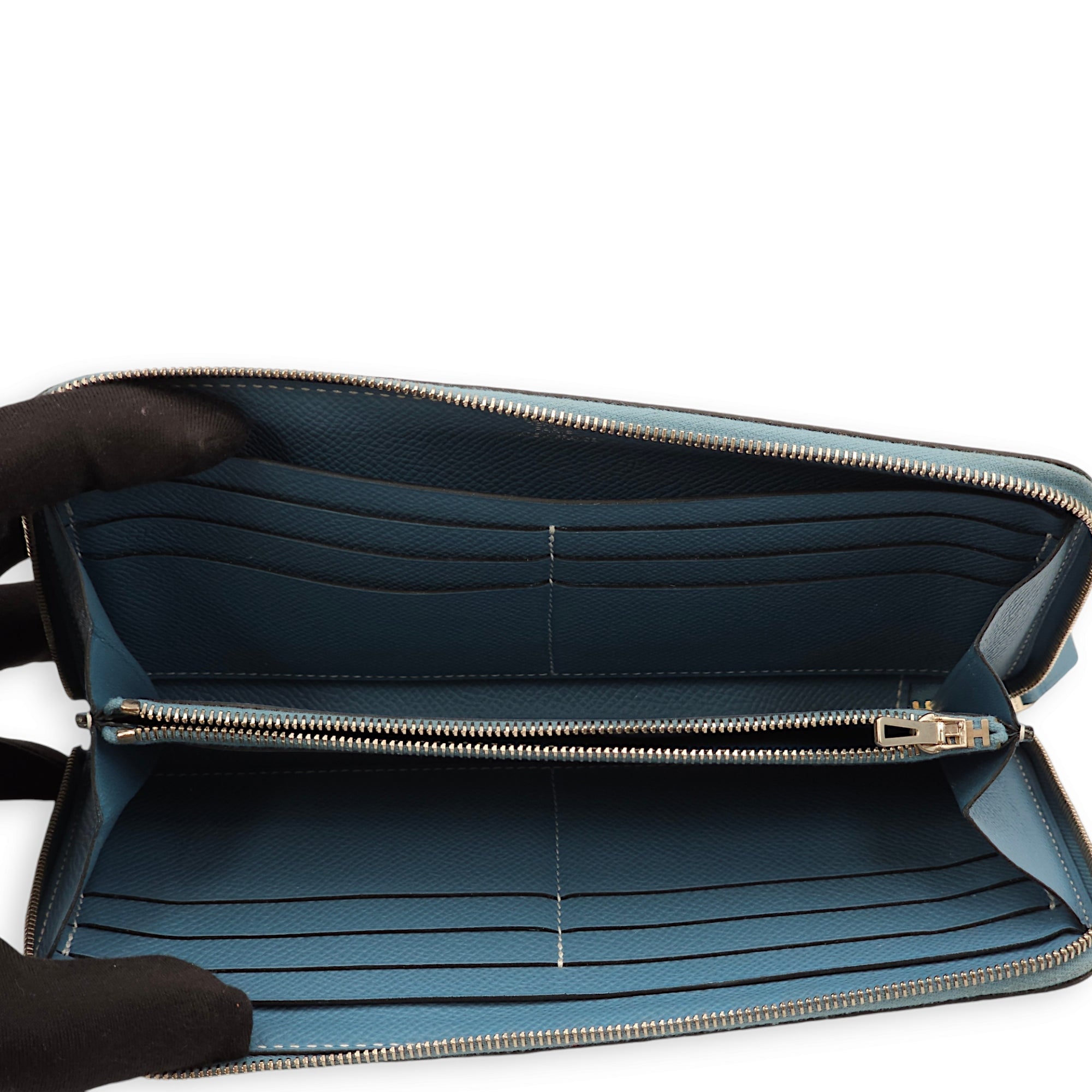 Azap Blue Jean Wallet in Epsom, Palladium hardware - Image 11