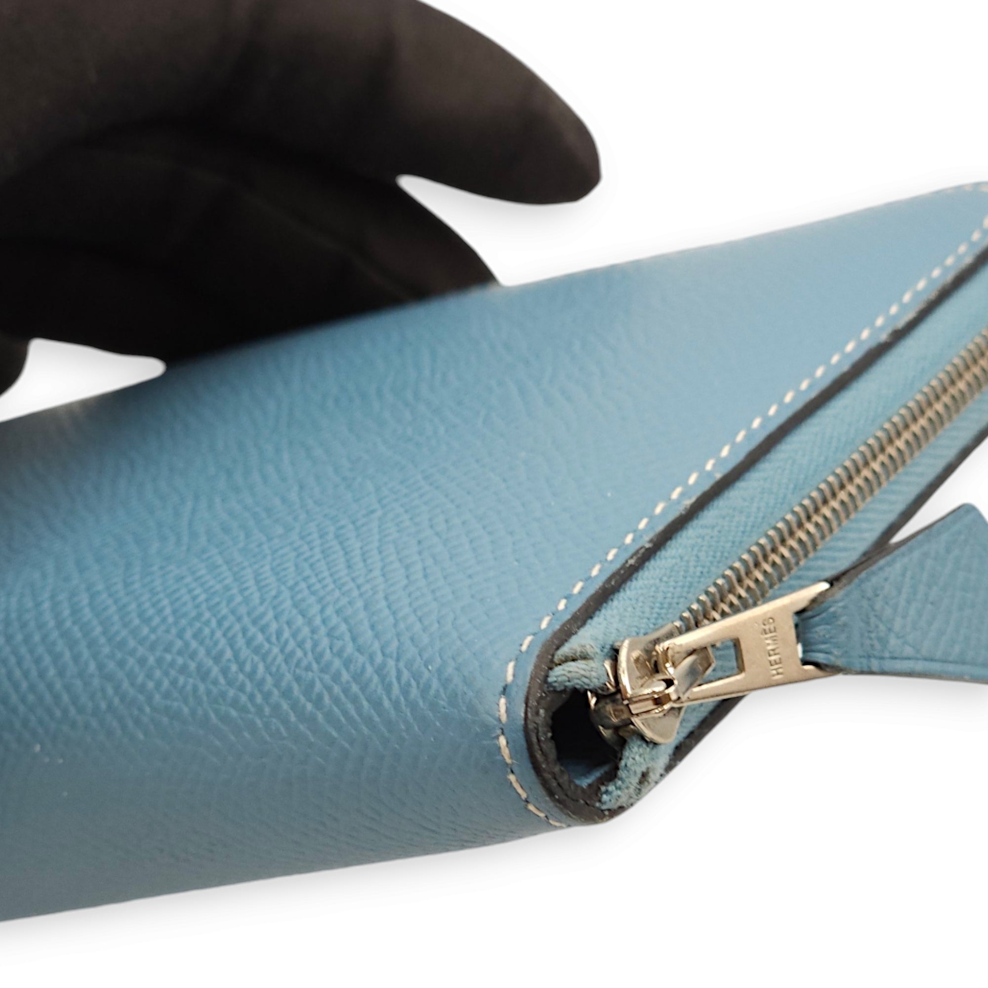 Azap Blue Jean Wallet in Epsom, Palladium hardware - Image 9