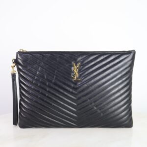 YSL Black Cassandre Classic Tablet Clutch