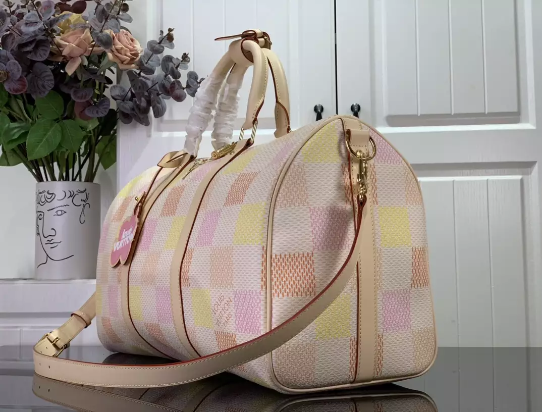 Keepall Bandoulière 45 Peach Damier Giant Canvas - Repbags.ru - Image 4