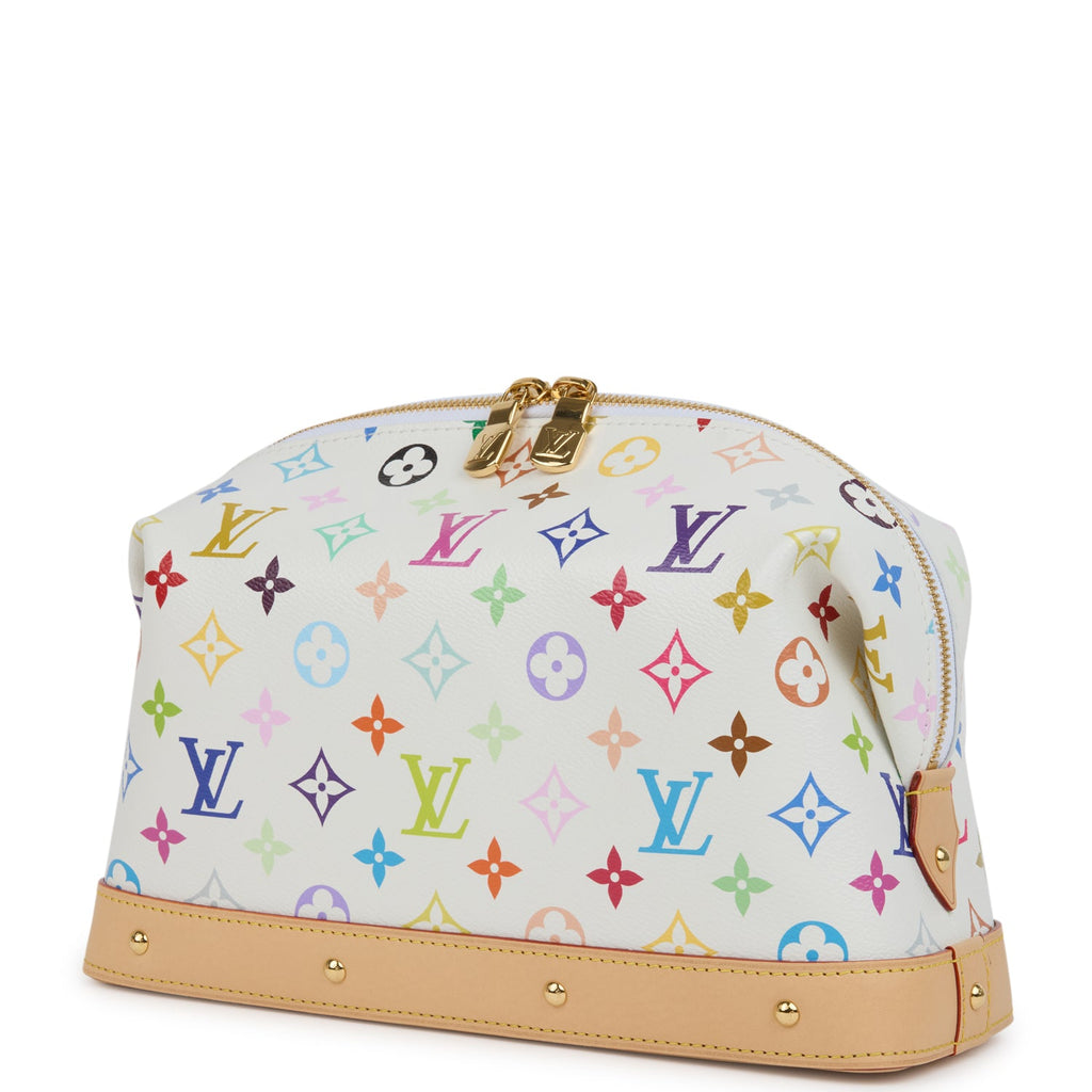 Louis Vuitton X Takashi Murakami Cosmetic Pouch GM White Multicolored Monogram Gold Hardware - Image 6