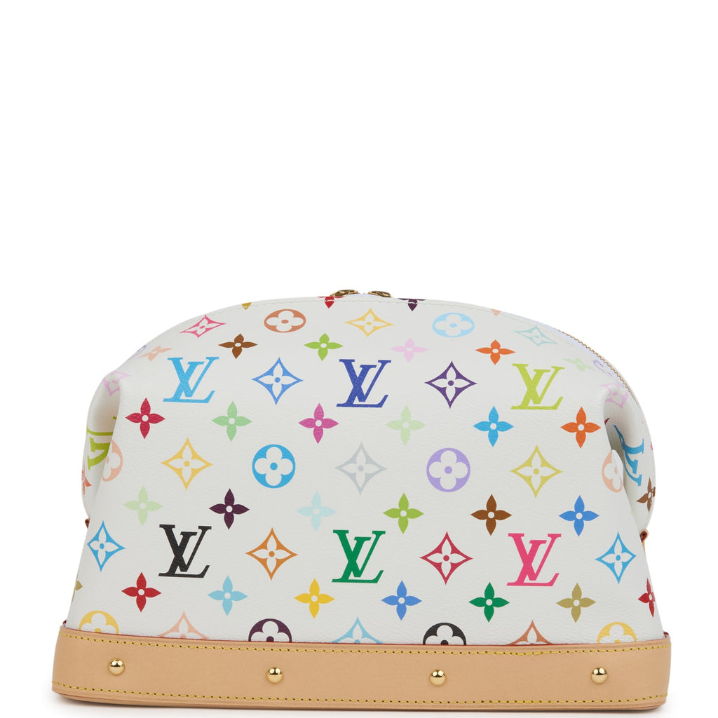 Louis Vuitton X Takashi Murakami Cosmetic Pouch GM White Multicolored Monogram Gold Hardware - Image 5