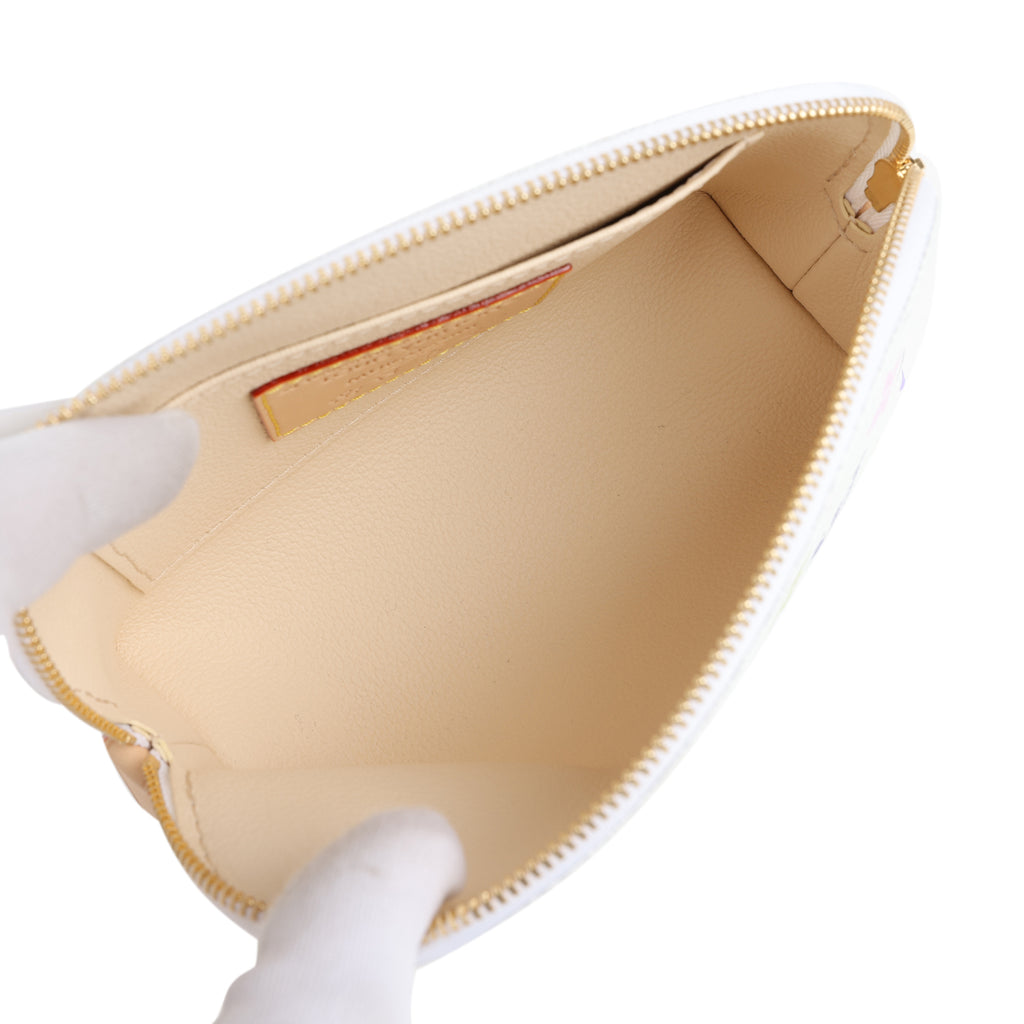 Louis Vuitton X Takashi Murakami Cosmetic Pouch PM White Multicolored Monogram Gold Hardware - Image 8