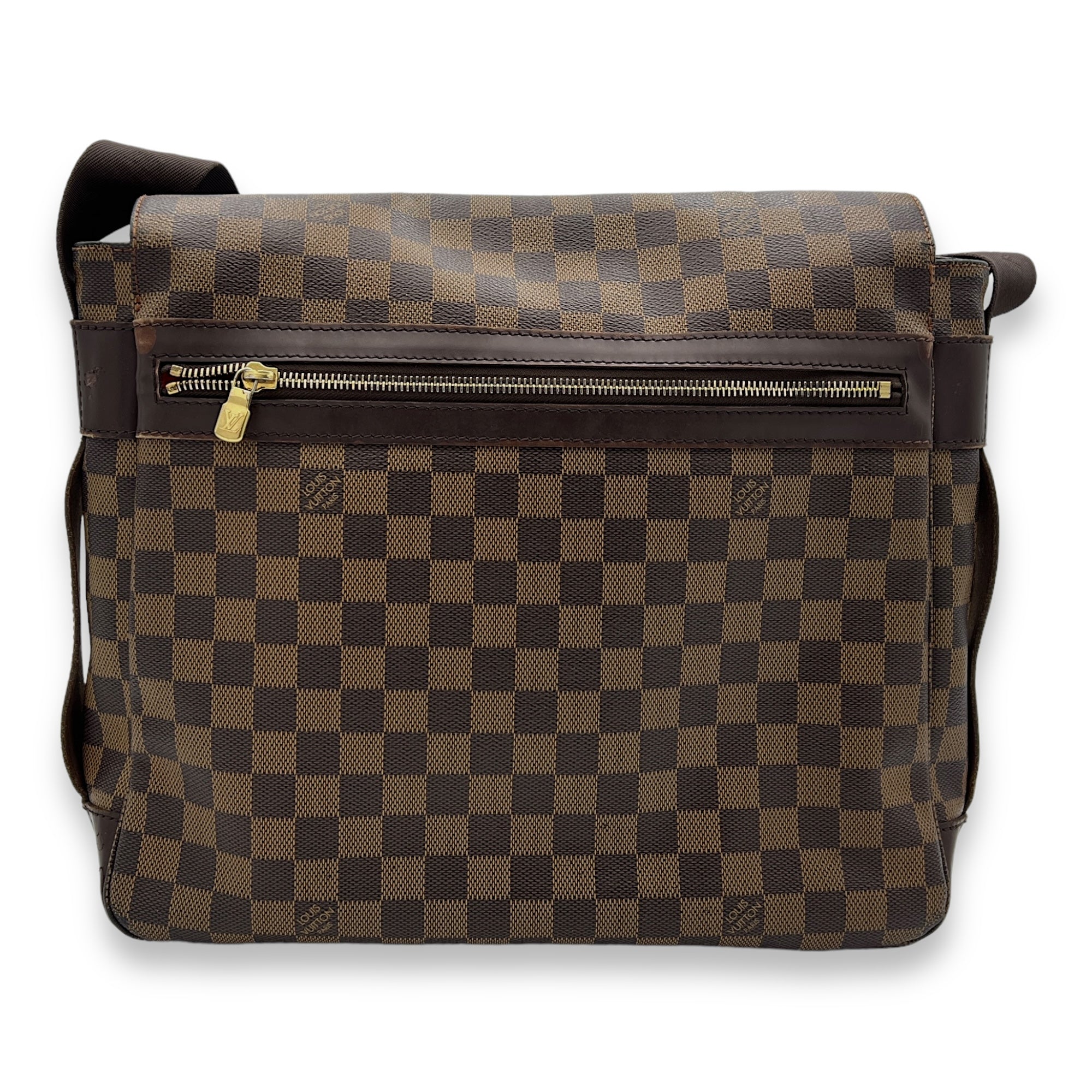 Bastille Messenger Bag Damier Ebene in Coated Canvas, Gold hardware - Image 3