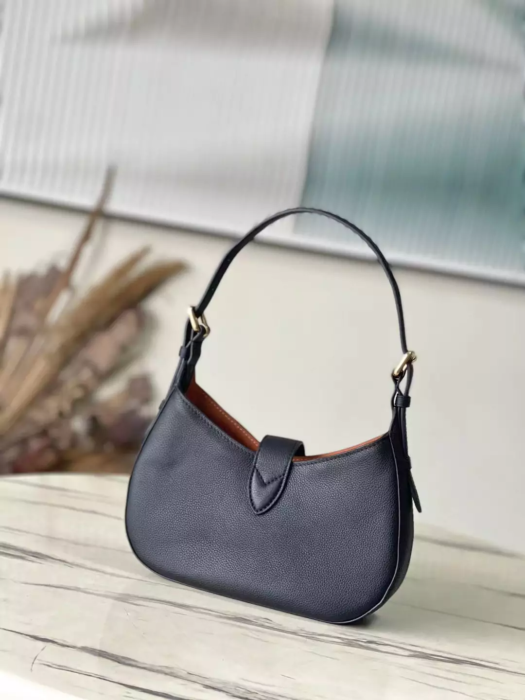 Low Key Shoulder Bag Black Grained Calfskin - Repbags.ru - Image 5