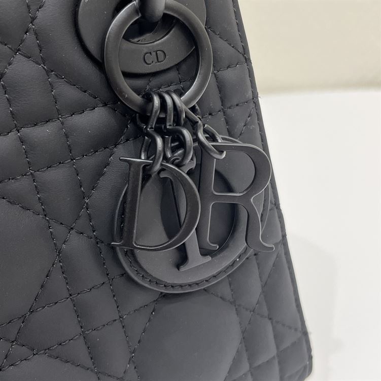 Mini Lady Dior Bag Black Ultramatte Cannage - Image 9