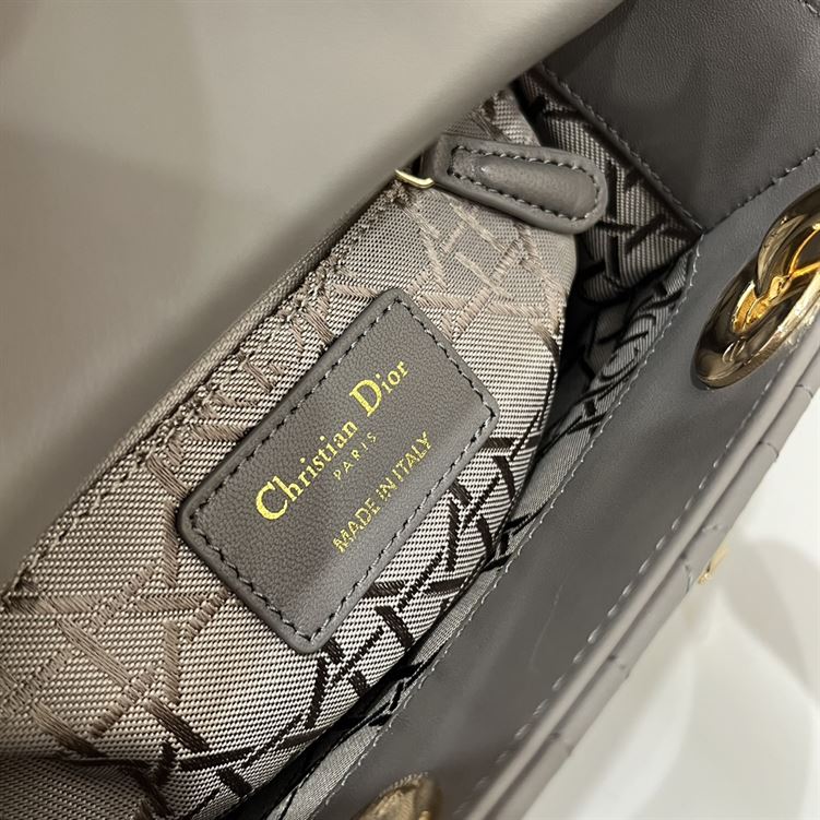 Mini Lady Dior Bag Grey Cannage Leather - Image 8