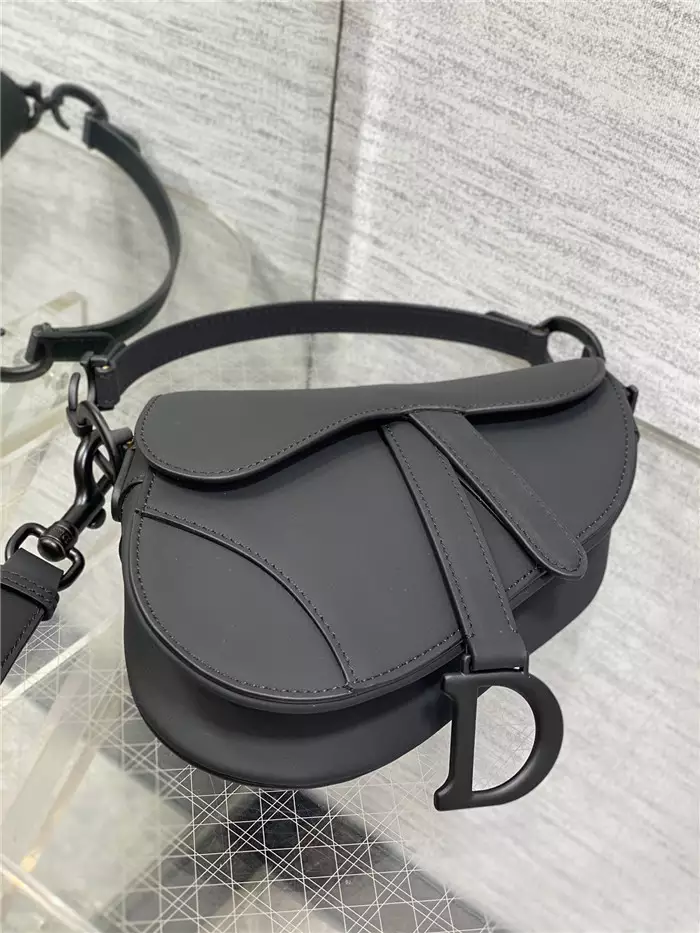 Mini Saddle Bag with Strap Black Ultramatte Calfskin - Repbags.ru - Image 5