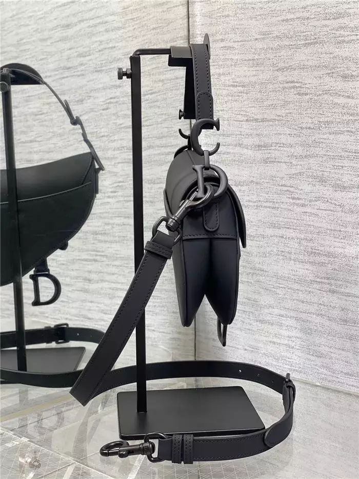 Mini Saddle Bag with Strap Black Ultramatte Calfskin - Repbags.ru - Image 7