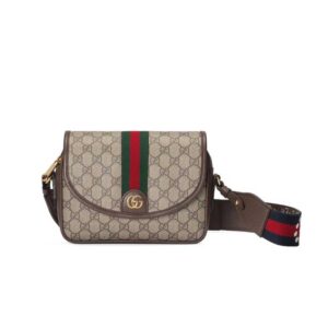 Ophidia GG mini shoulder bag Beige and ebony GG Supreme canvas