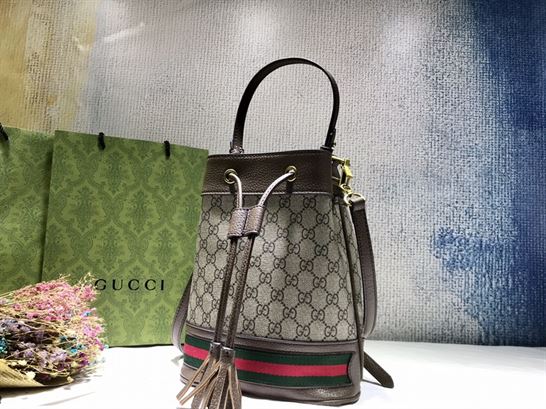 Ophidia GG small bucket bag Beige/ebony - Image 4