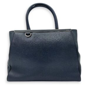 2Jours Blue Top Handle Bag in Calfskin, Silver hardware