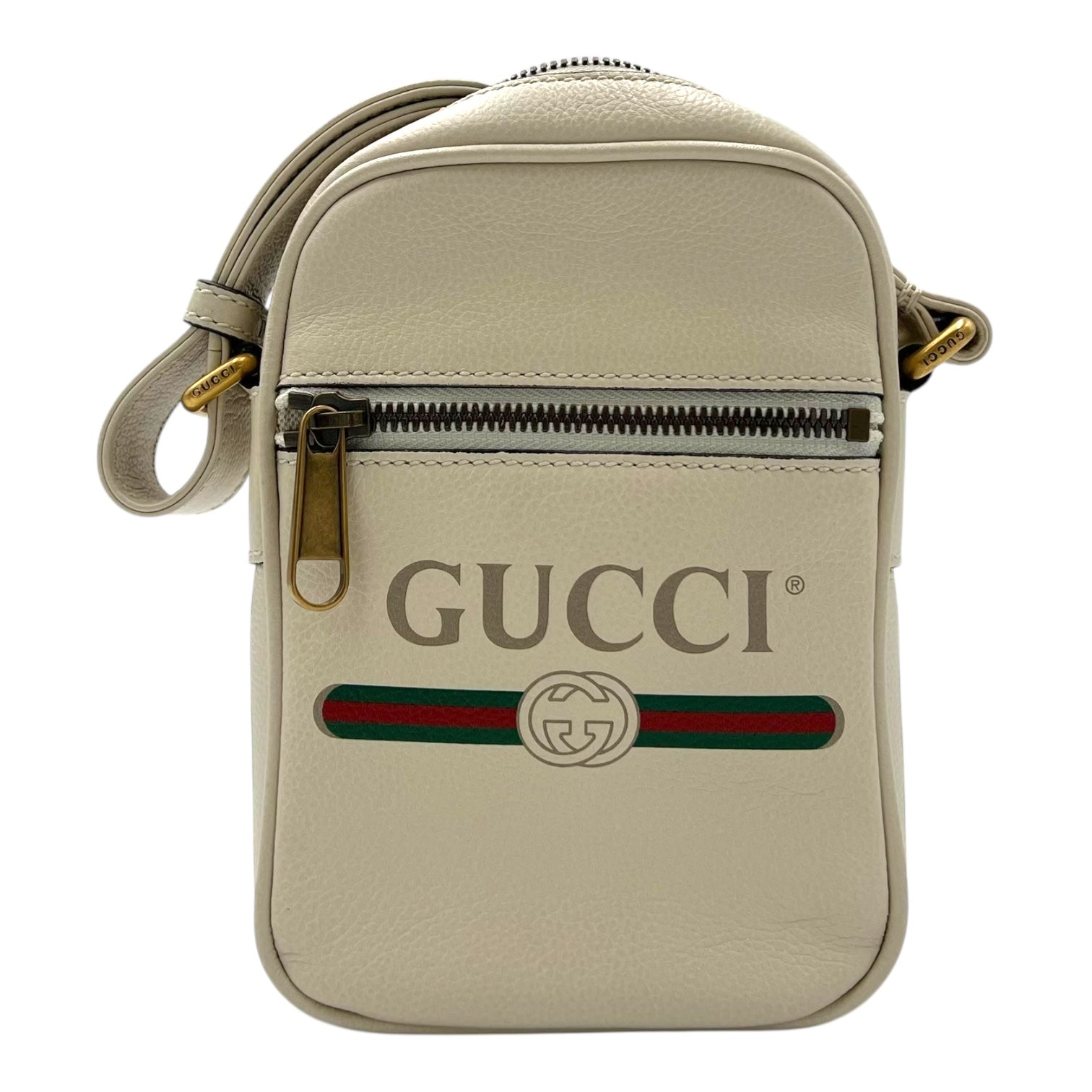 Logo Shoulder Bag White in Calfskin, Gold hardware
