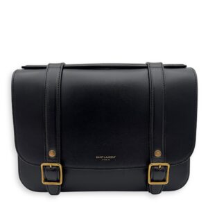 Satchel Crossbody Bag Black in Calfskin, Gold hardware