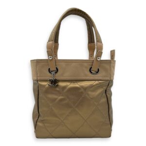 Biarritz Tote Bag Gold in Calfskin, Silver hardware