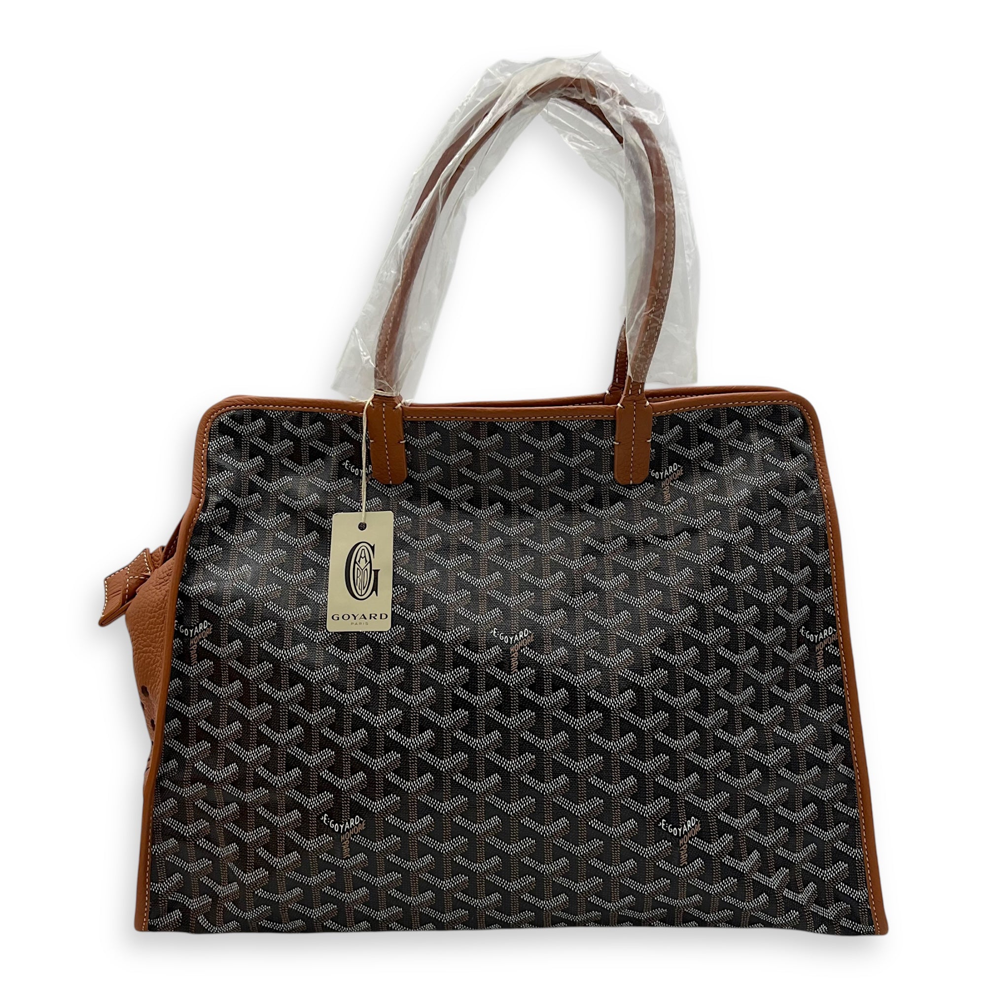 Hardy PM Brown Tote Bag in Coated Canvas, Silver hardware