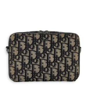 Oblique Mini Blue Camera Bag in Jacquard, Silver hardware