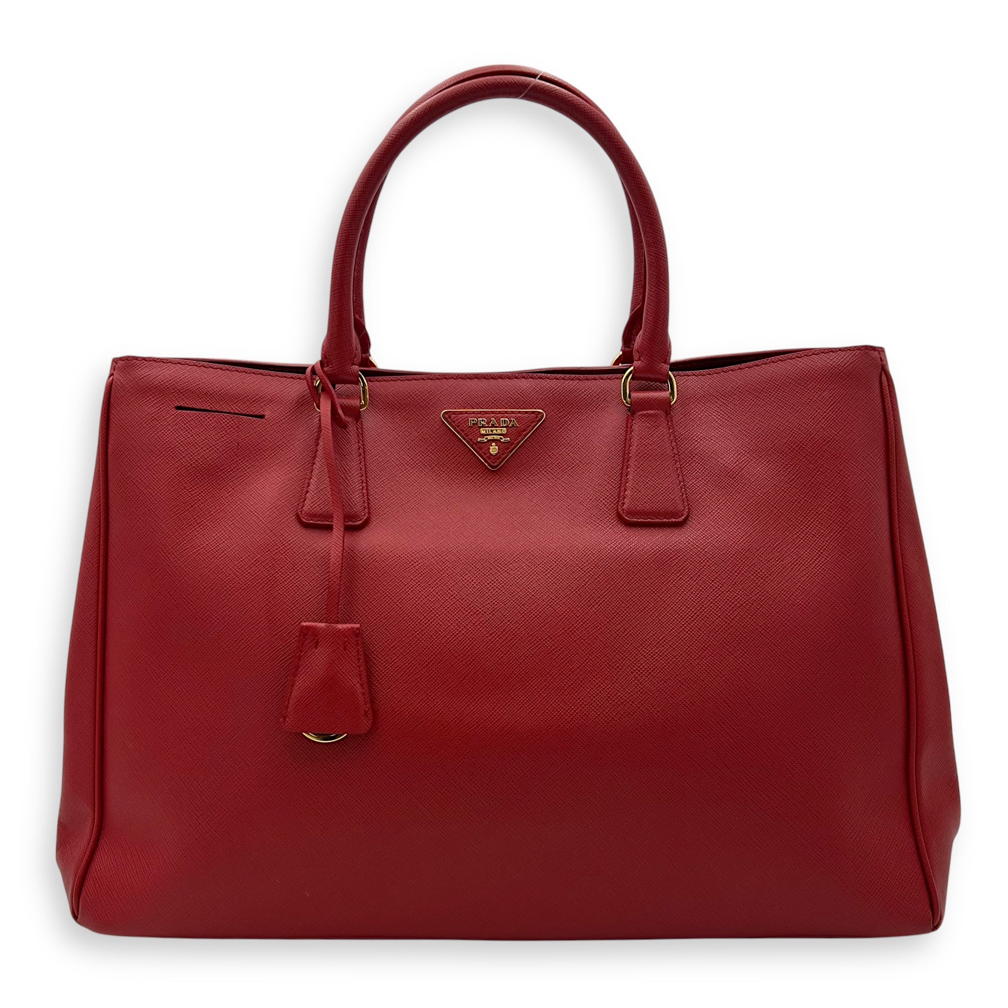 Galleria Top Handle Bag Red in Saffiano Leather, Gold hardware