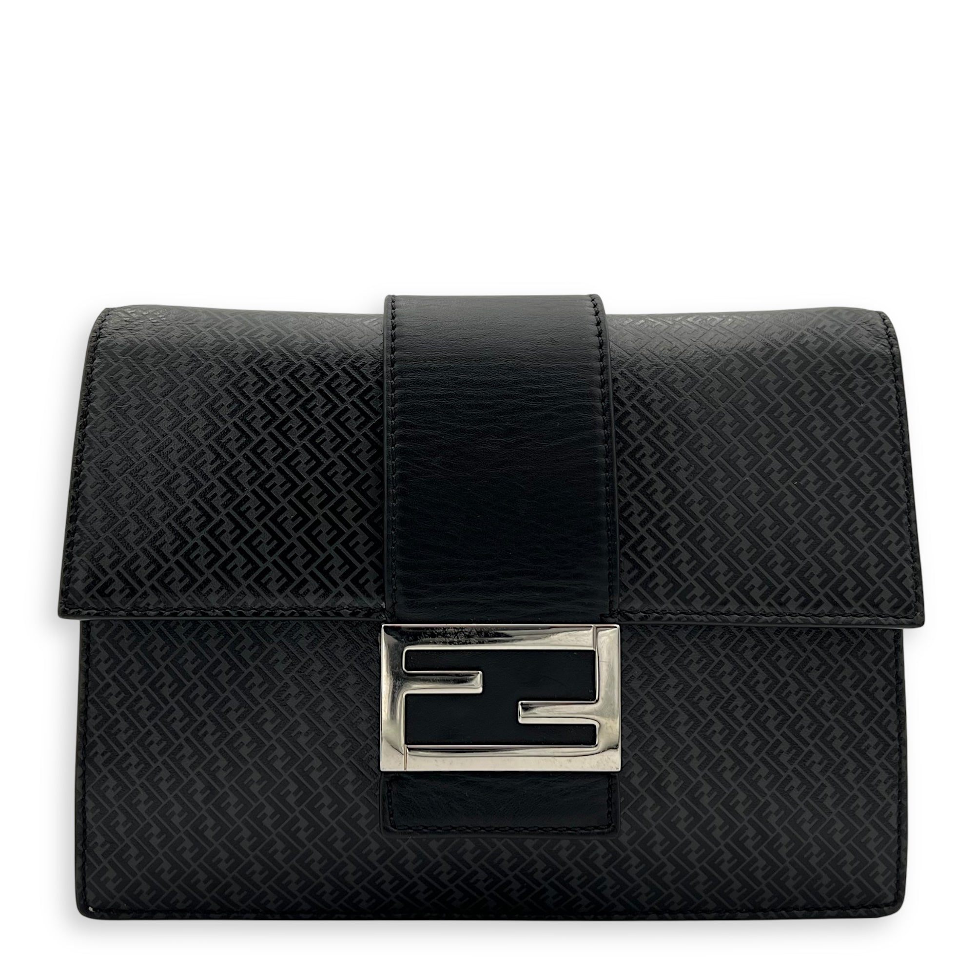 Baguette Crossbody Bag Grey in Calfskin, Silver hardware