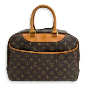 Trouville Top Handle Bag Brown in Monogram Coated Canvas, Gold hardware