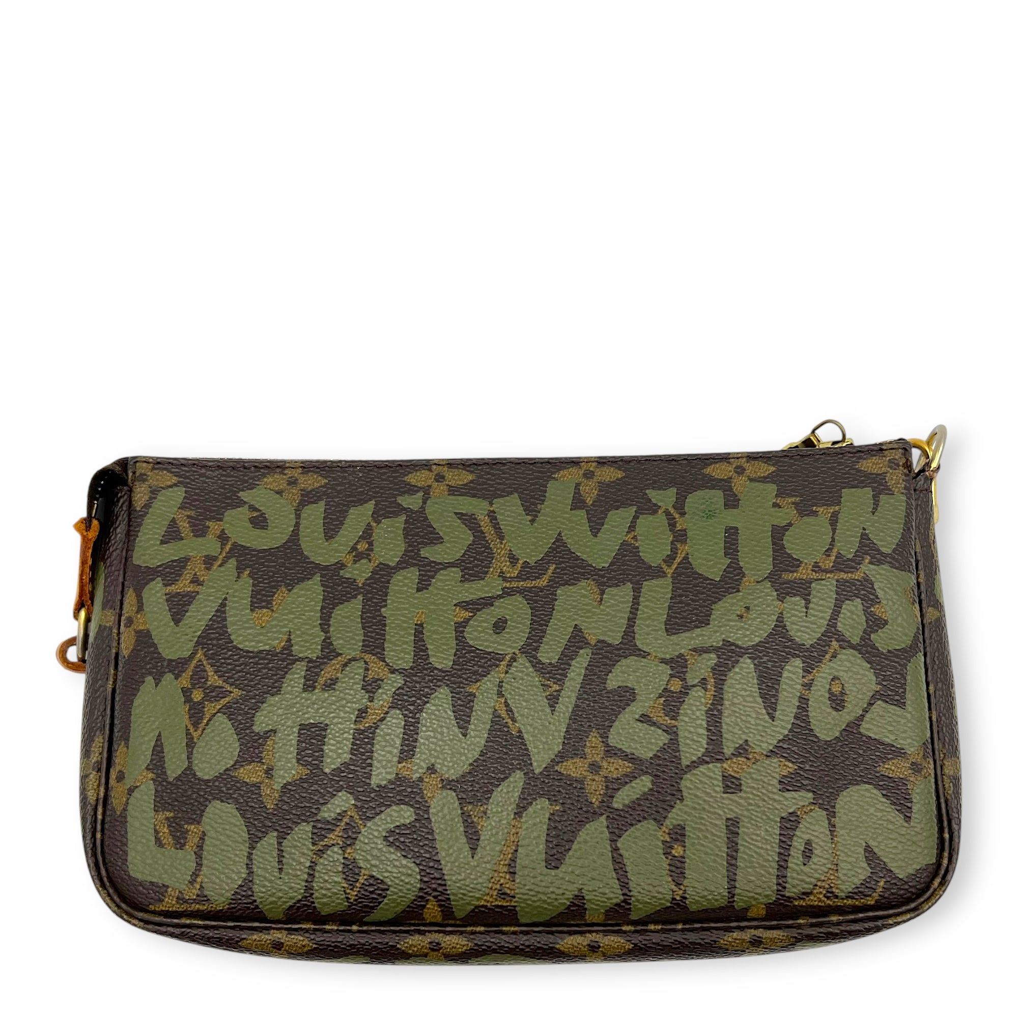 Pochette Pouch Brown in Coated Canvas, Gold hardware