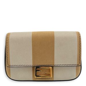 Baguette Nano Brown Crossbody Bag in Suede Leather, Gold hardware