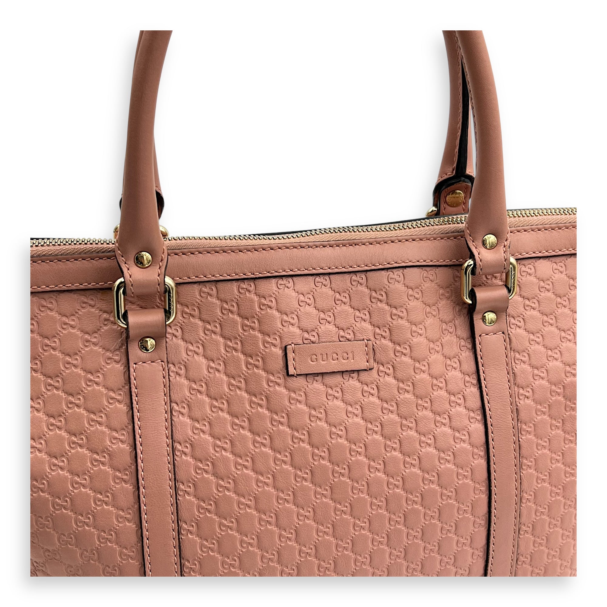 Microguccissima Tote Bag Pink in Guccissima Leather, Gold hardware - Image 12