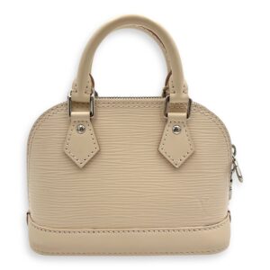 Alma Top Handle Bag Nano White in Epi Leather, Silver hardware