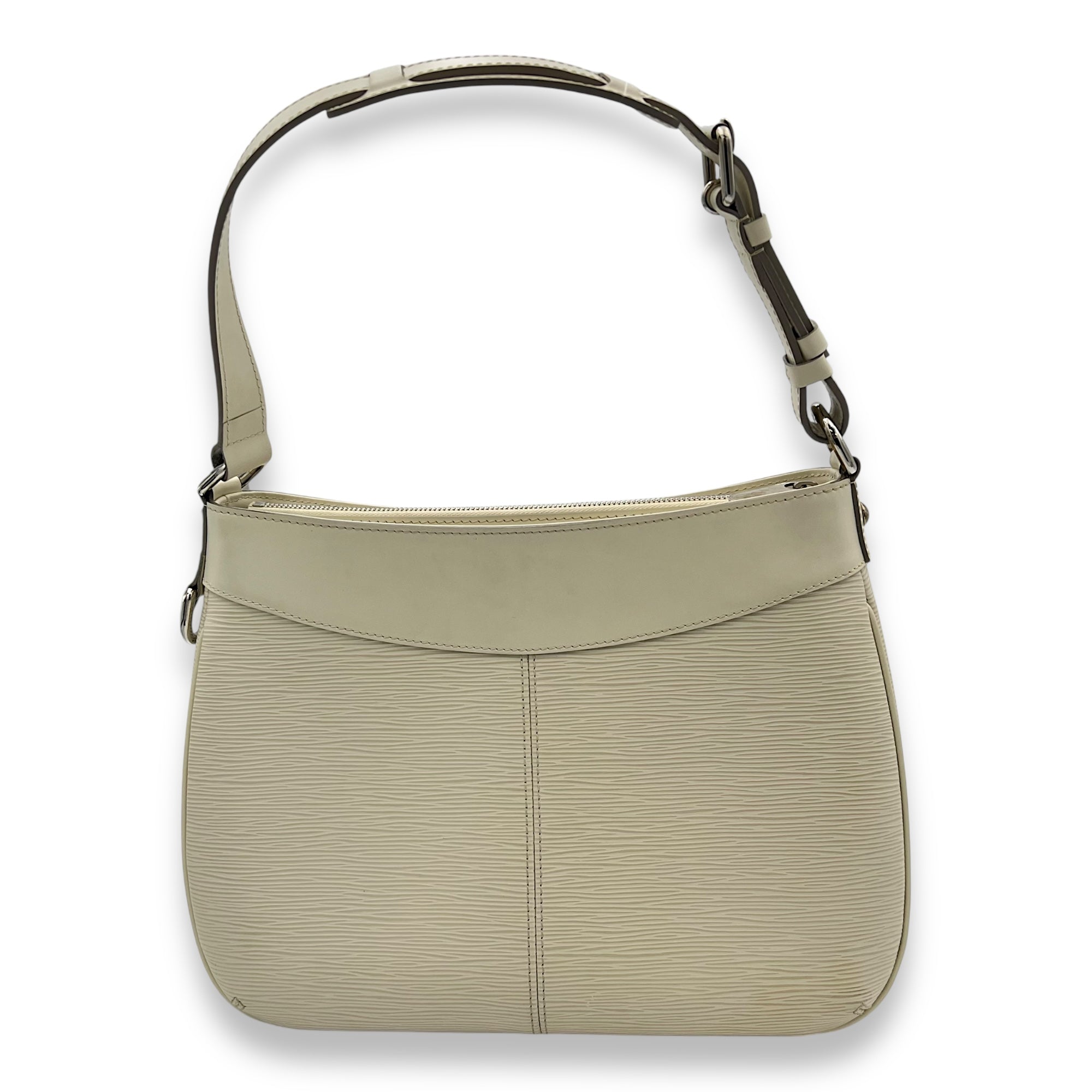 Turenne Shoulder Bag White in Epi Leather, Silver hardware - Image 3