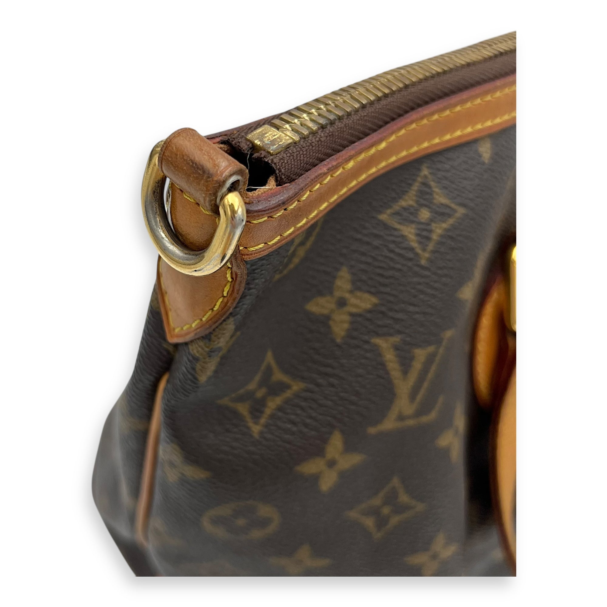 Palermo PM Brown Top Handle Bag in Monogram Coated Canvas, Gold hardware - Image 12
