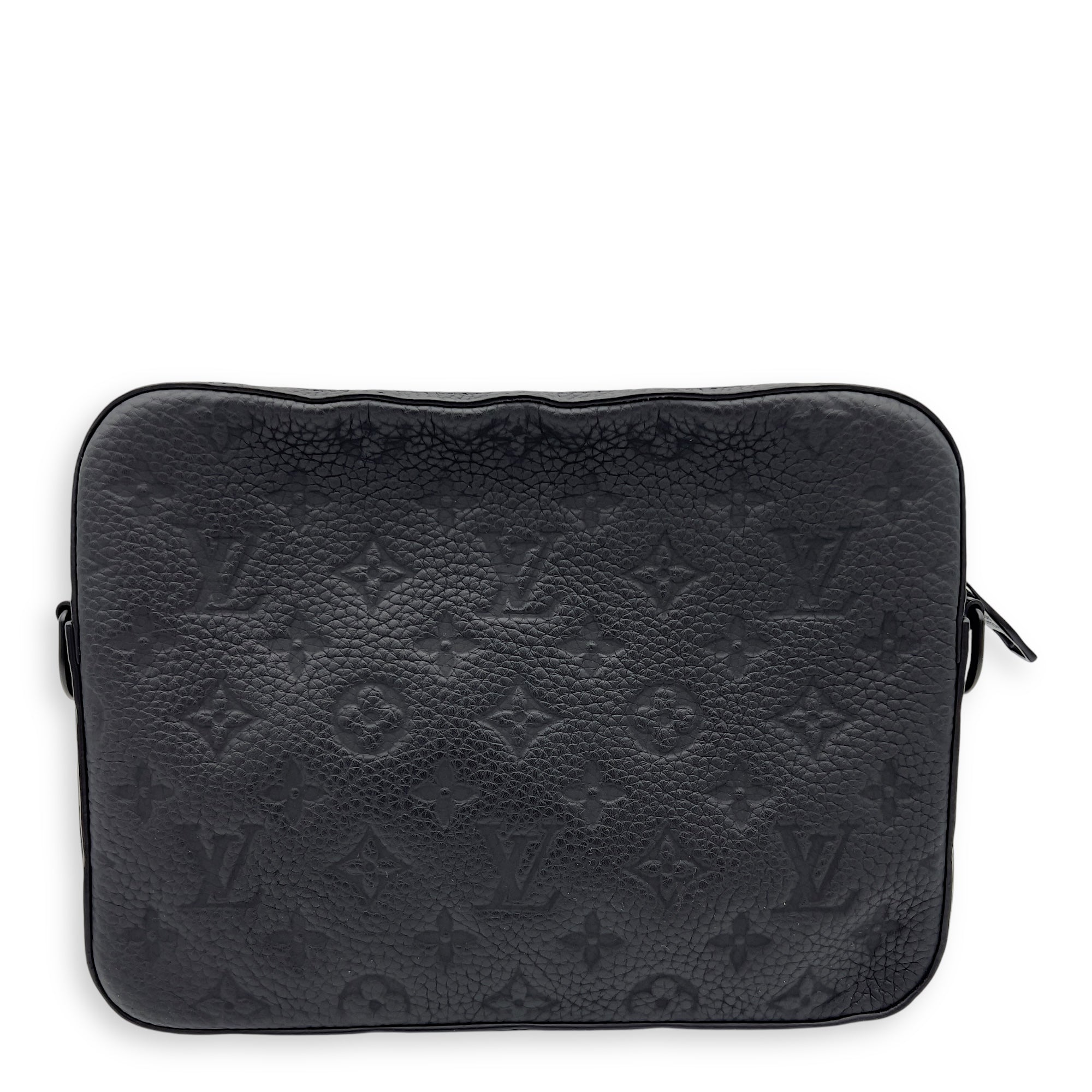 Steamer Black Messenger in Taurillon Leather, Lacquered Metal hardware - Image 3