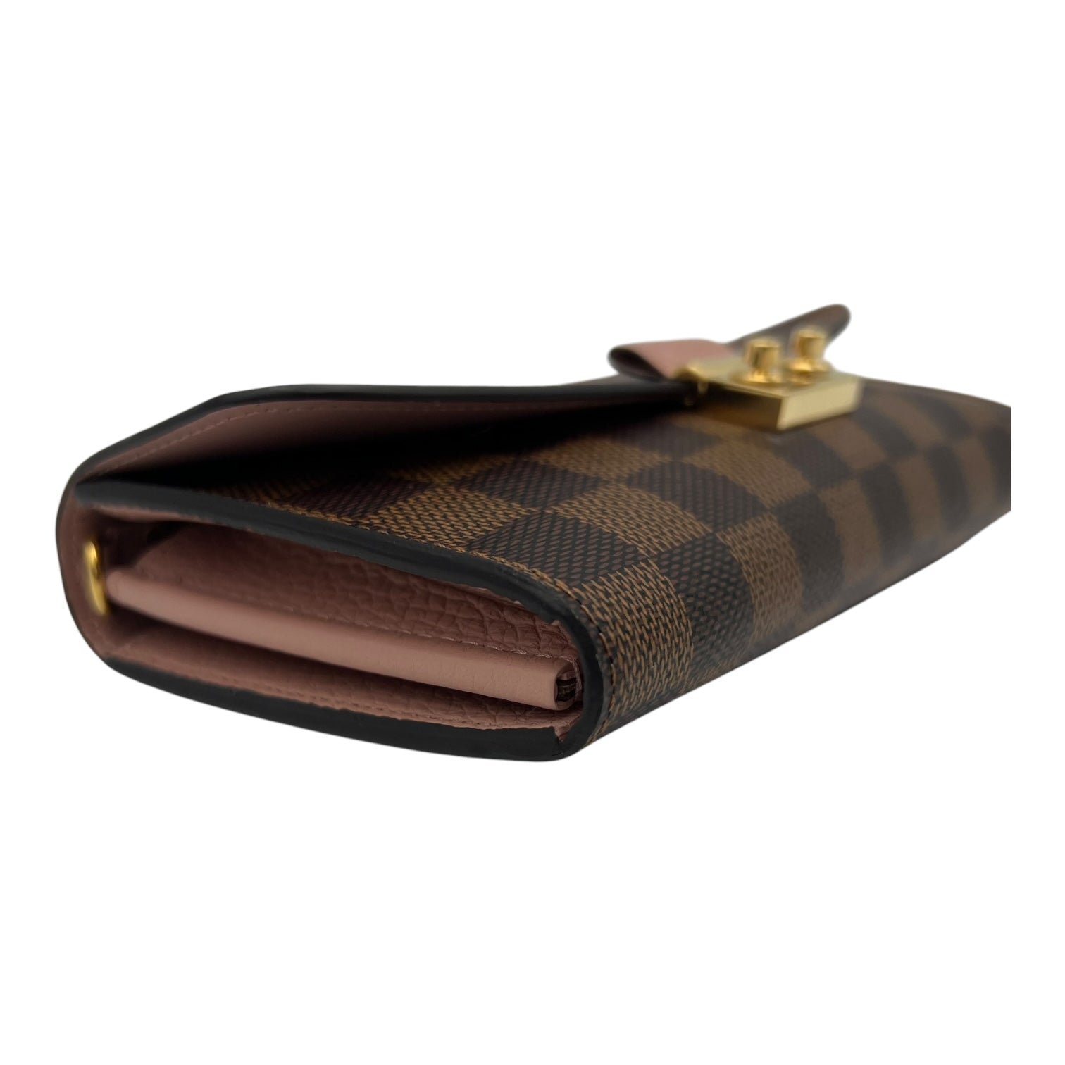 Croisette Wallet On Chain Damier Ebene in Coated Canvas, Gold hardware - Image 10
