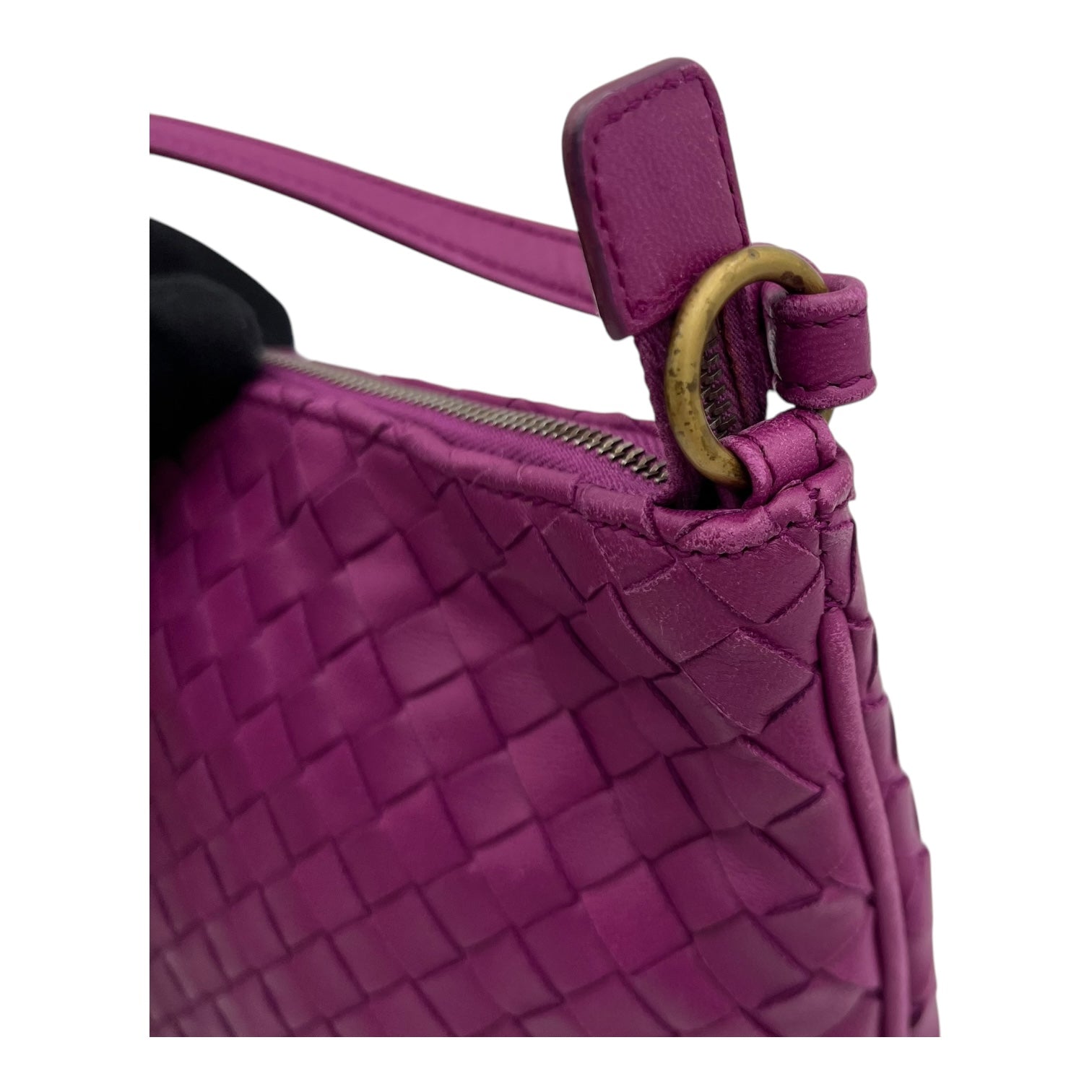 Intrecciato Purple Shoulder Bag in Lambskin, Gold hardware - Image 10